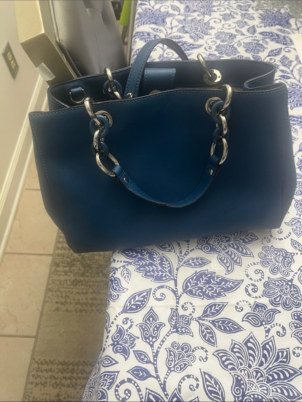Michael Kors Navy Chain-Handle Shoulder Tote